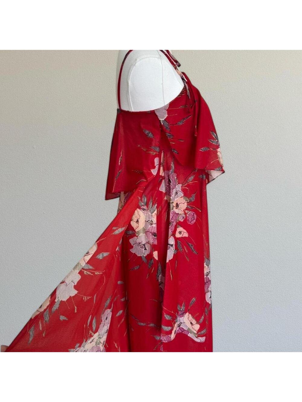 Vintage 70s floral handkerchief maxi dress Sz 3/4 - Picture 6 of 8